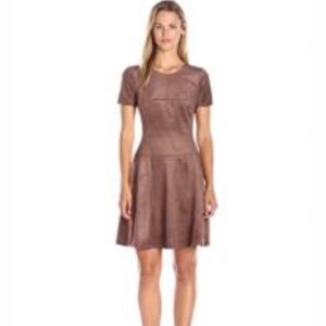 BCBG suede brown A-line dress, new without tags.